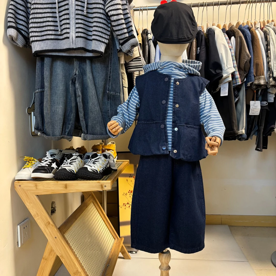 男童套装儿童春秋装2025新款洋气马甲T恤裤子女宝宝超好看三件套