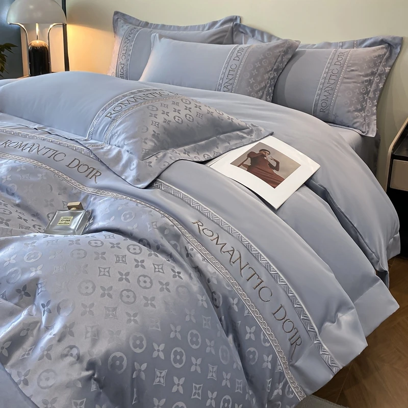 奢华贡缎提花四件套120支全棉纯棉轻奢春夏款被套床笠款床上用品4