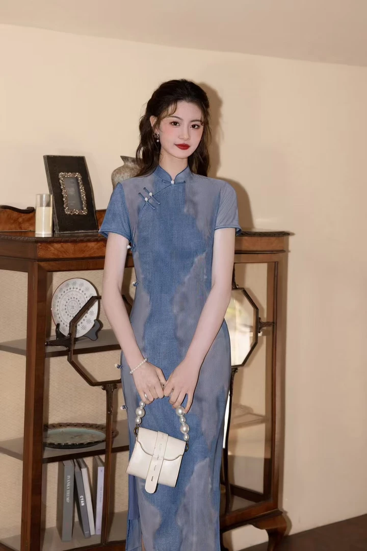 蔡夫人【溪风月】25款早春新中式晕染旗袍裙S-3XL