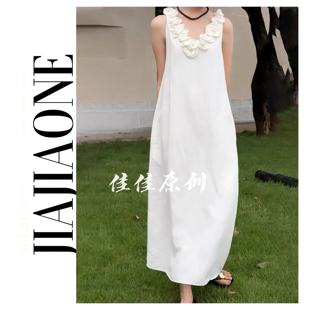 【佳7定制】天丝亚麻夏季法式连衣裙无袖时尚礼服连衣裙XMJJ010