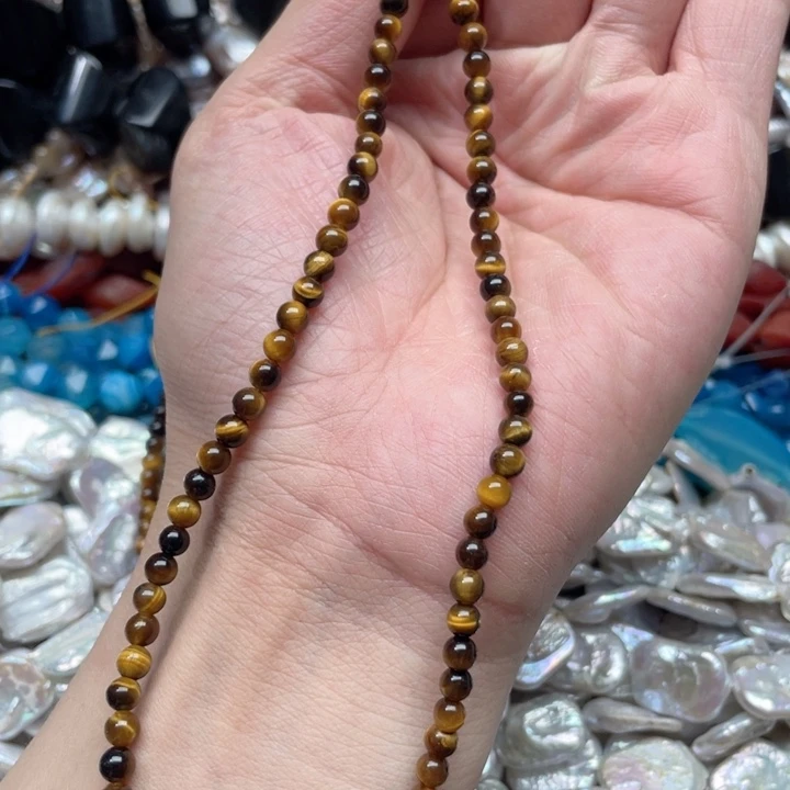 玛瑙/玉髓合金珠宝半成品一条4.8mm虎眼