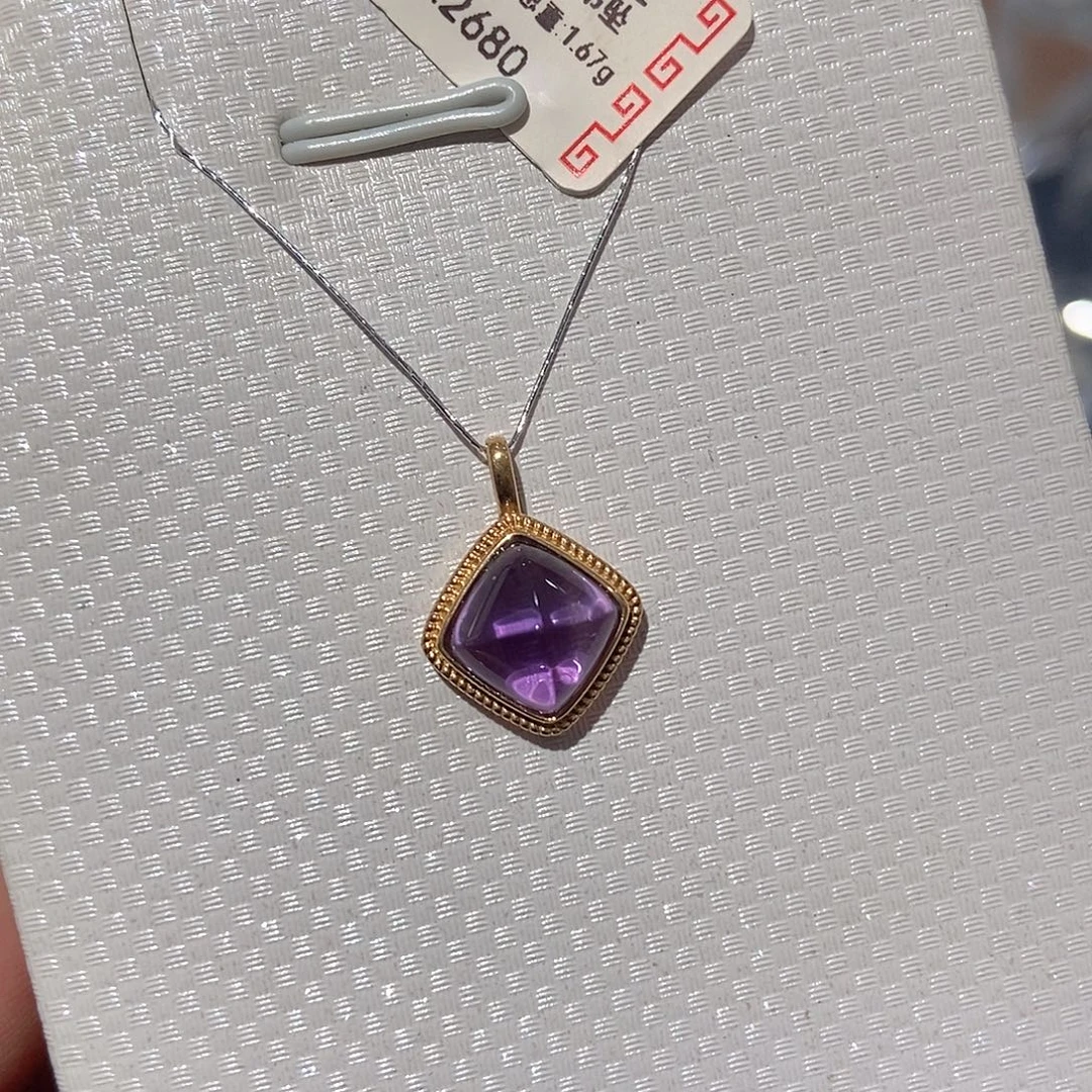 吊坠(不含链)18K金镶嵌紫晶