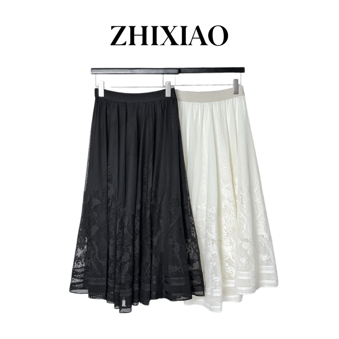 【ZHIXIAO】夏季新款：网纱松紧腰半裙19343