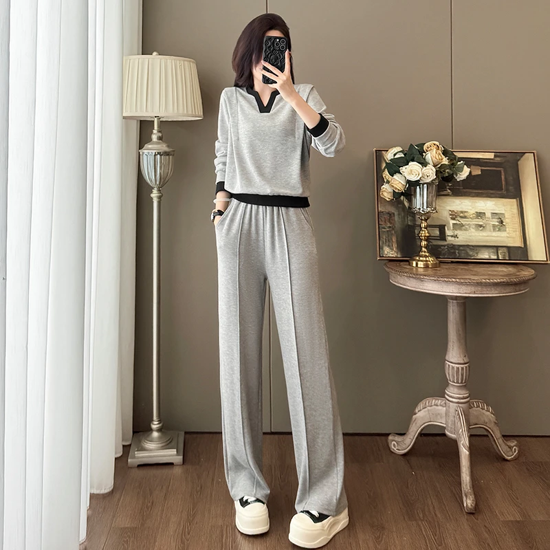 慵懒学院风套装女春秋小个子时尚减龄洋气卫衣宽松显瘦休闲两件套