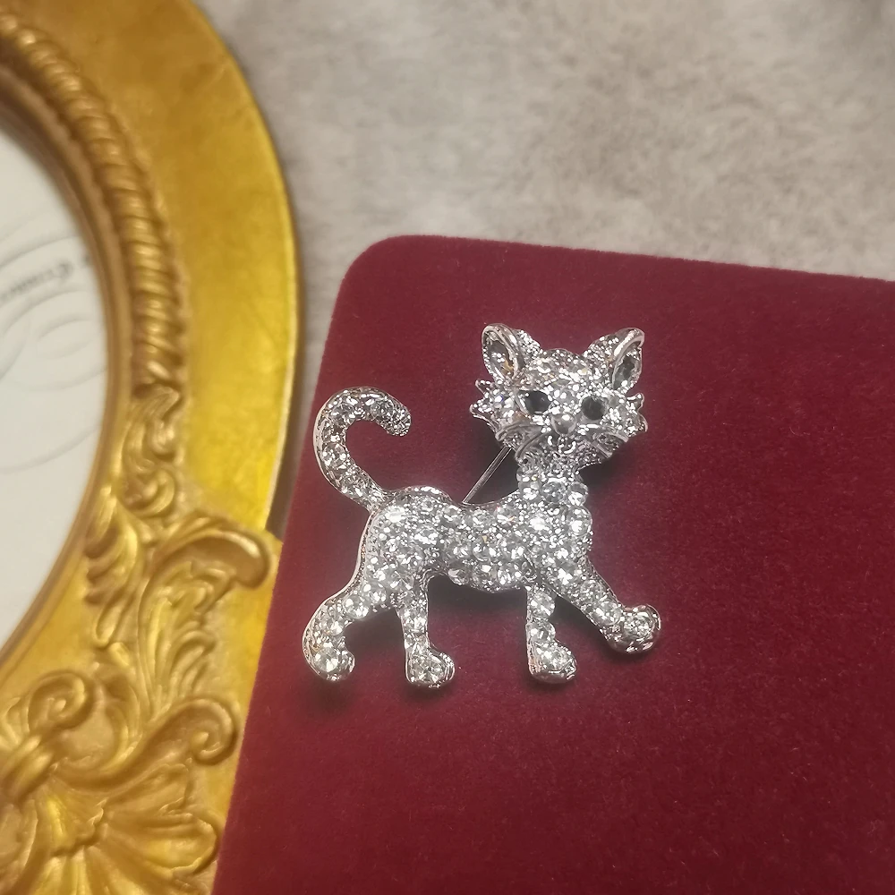 张花石猫咪胸针[2412102-052]