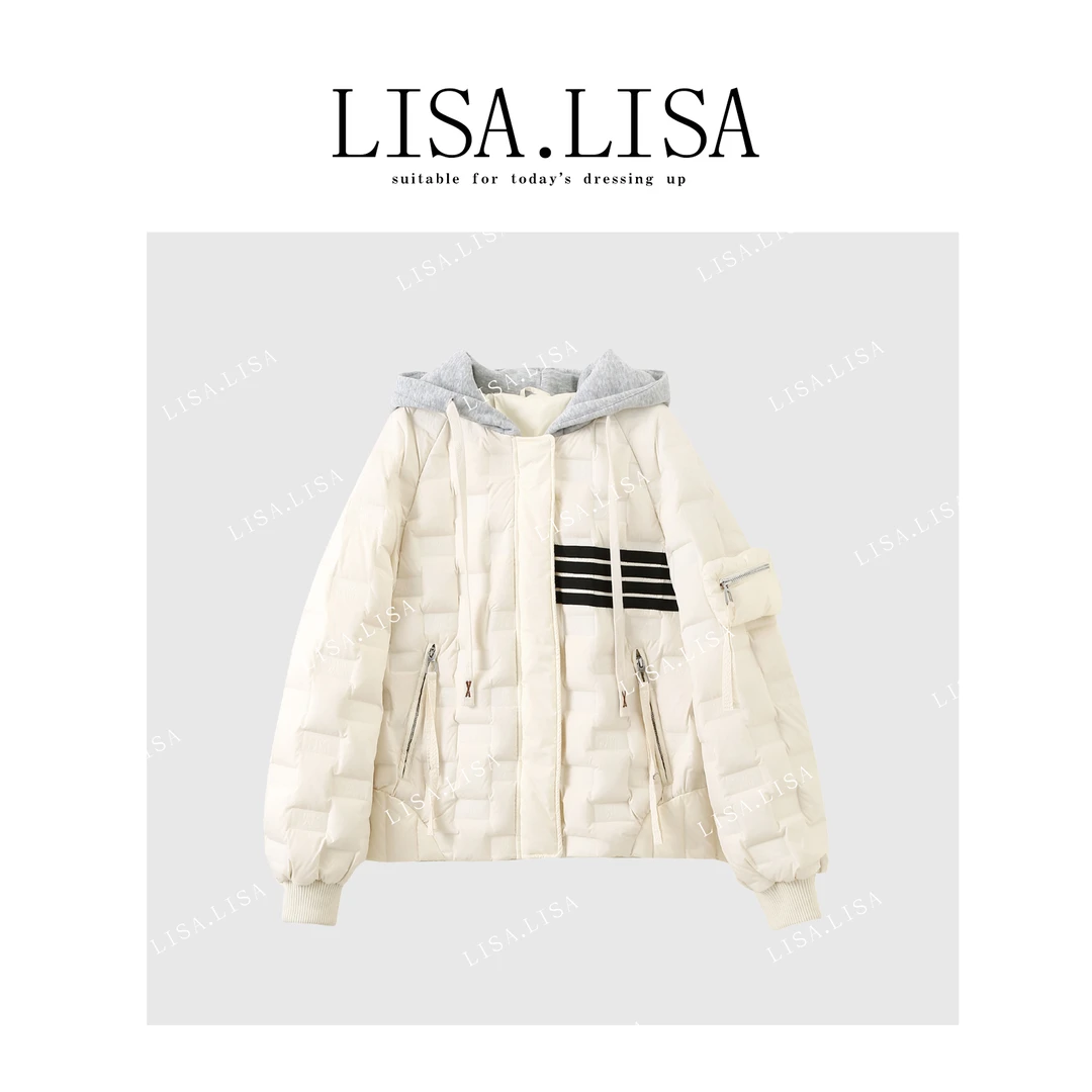 门店9/7&9！大厂做工，全压胶工艺/90白鸭绒假两件羽绒服女M13433