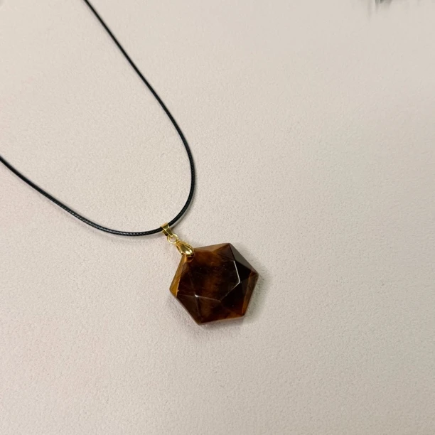 【六六中古】孤品复古虎晴石吊坠te9566带皮绳
