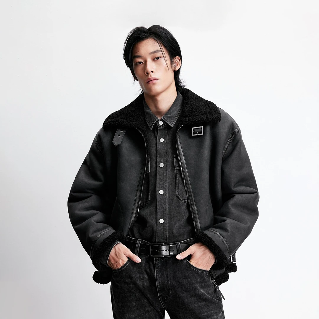 【商场同款】杰克琼斯男装冬新款棉服百搭保暖通勤翻领毛领上衣外套