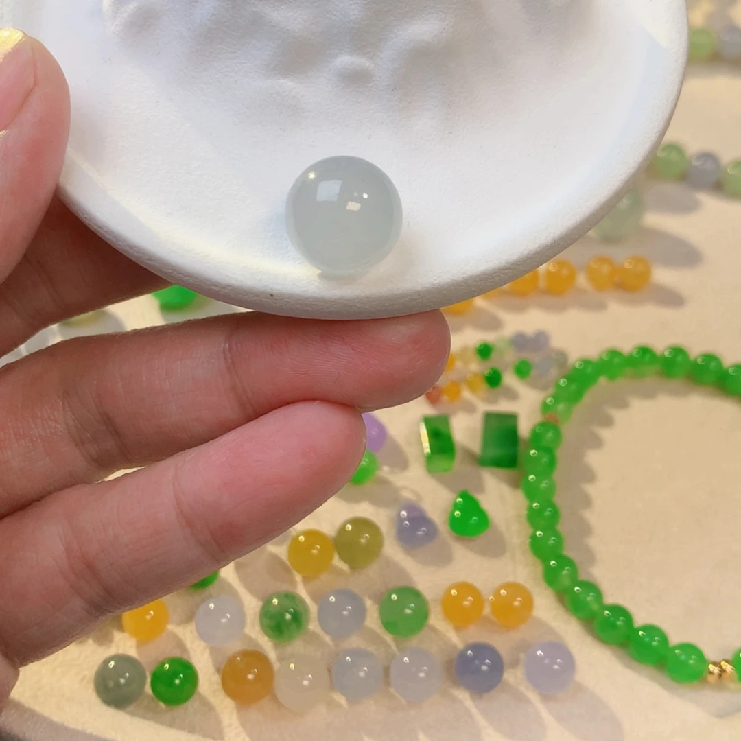 定制翡翠未镶嵌12.6mm白月光单珠