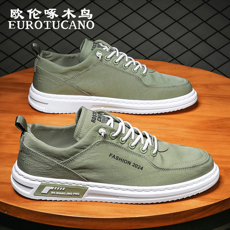 欧伦啄木鸟EUROTUCANO男鞋透气冰丝休闲帆布鞋子男款百搭运动板鞋