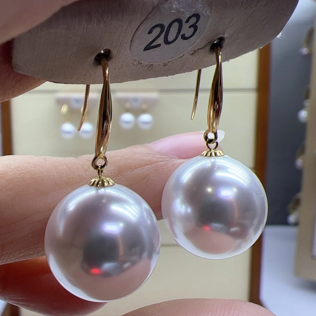 淡水珍珠耳饰18K金镶嵌