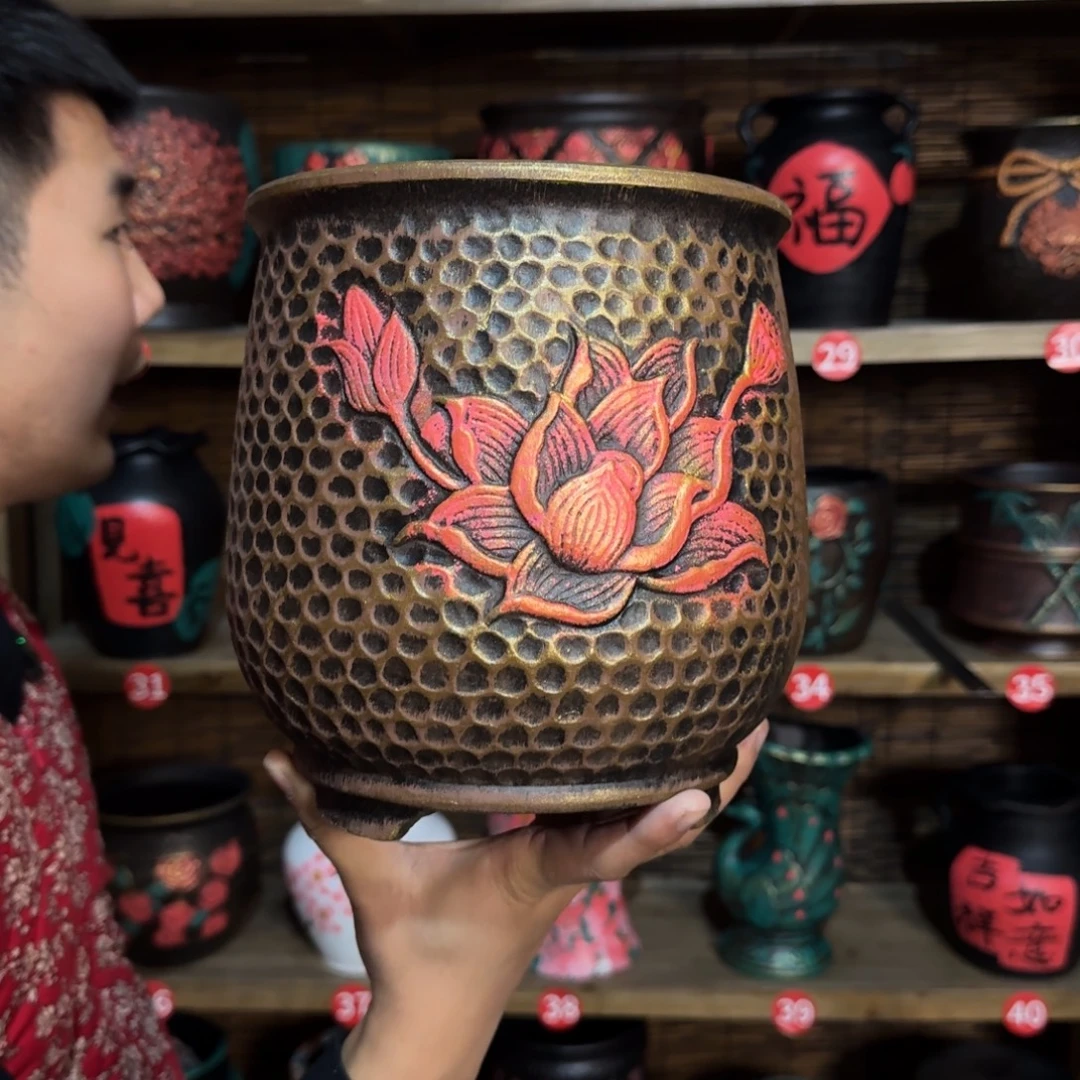 带孔高端浮雕花盆炸炸炸炸