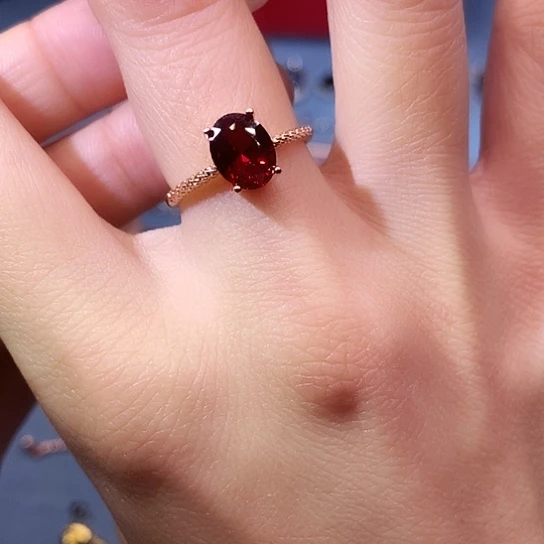 红宝石戒指银S925镶嵌