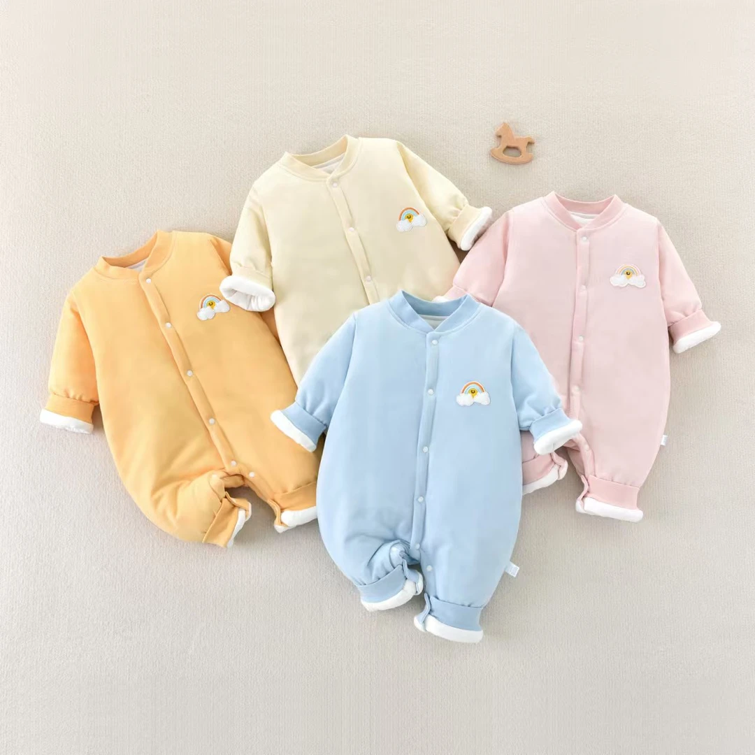 （易帛专享）婴儿120克冬款加厚连体衣新生儿无骨纯棉哈衣宝宝睡