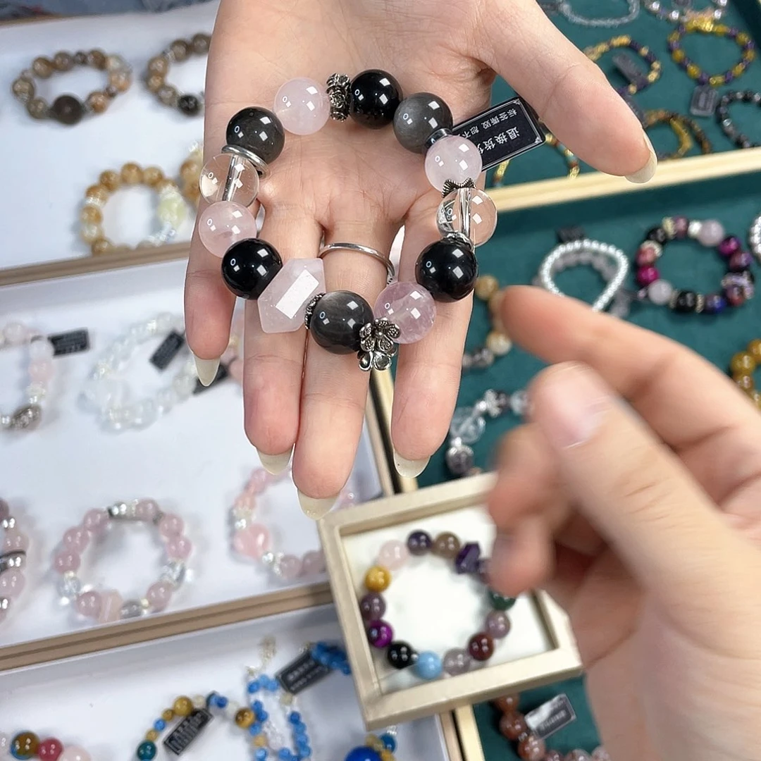 水晶手链银S925镀金镶嵌