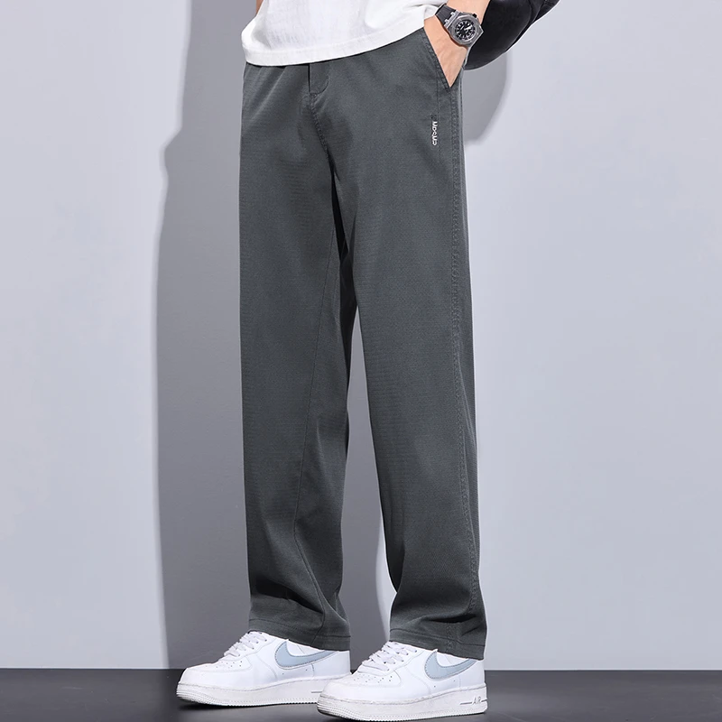 莱赛尔休闲裤男士宽松直筒阔腿裤春夏新款垂感潮流百搭运动长裤