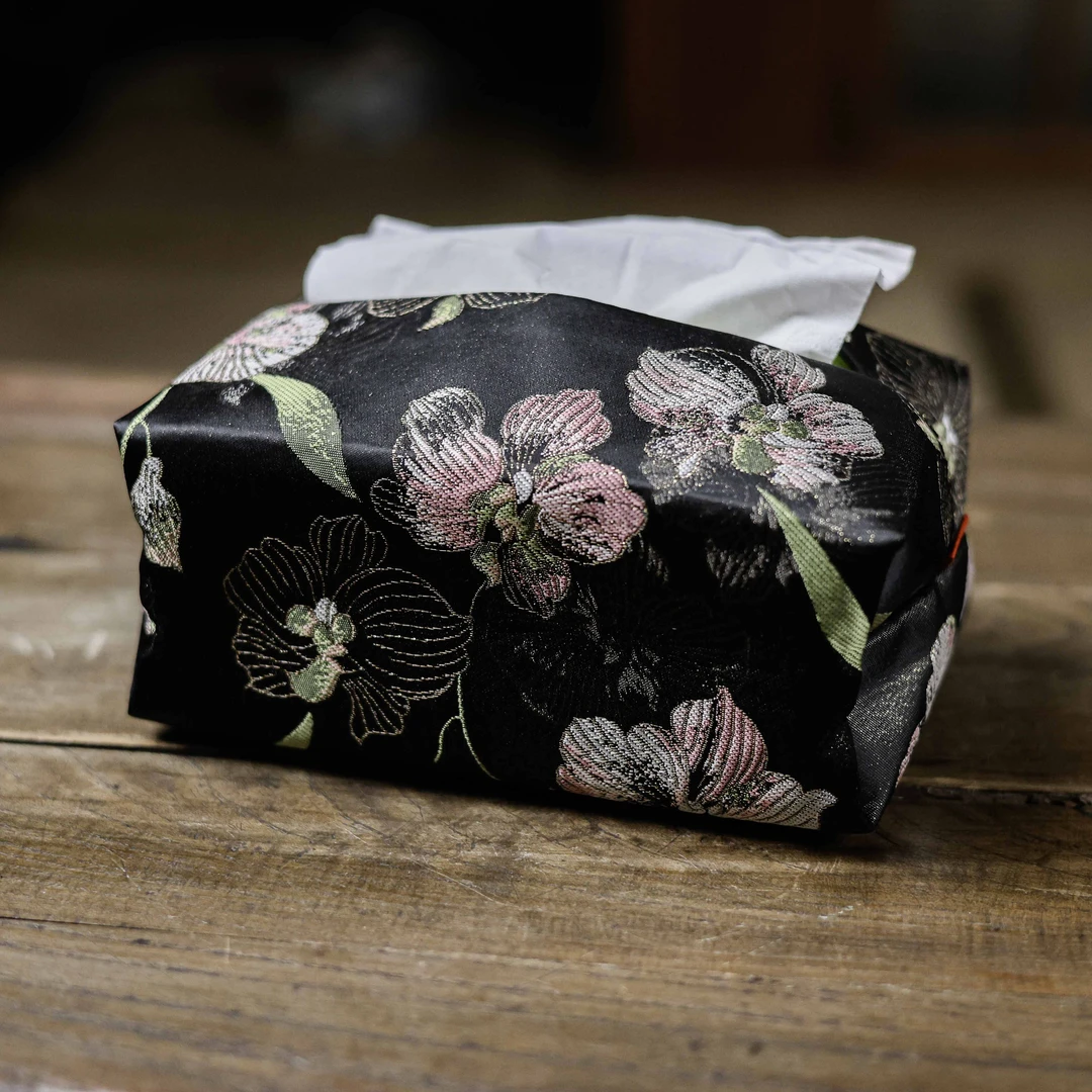 【见珊】<粉绒花>织锦抽纸袋（慢蓝S0977）