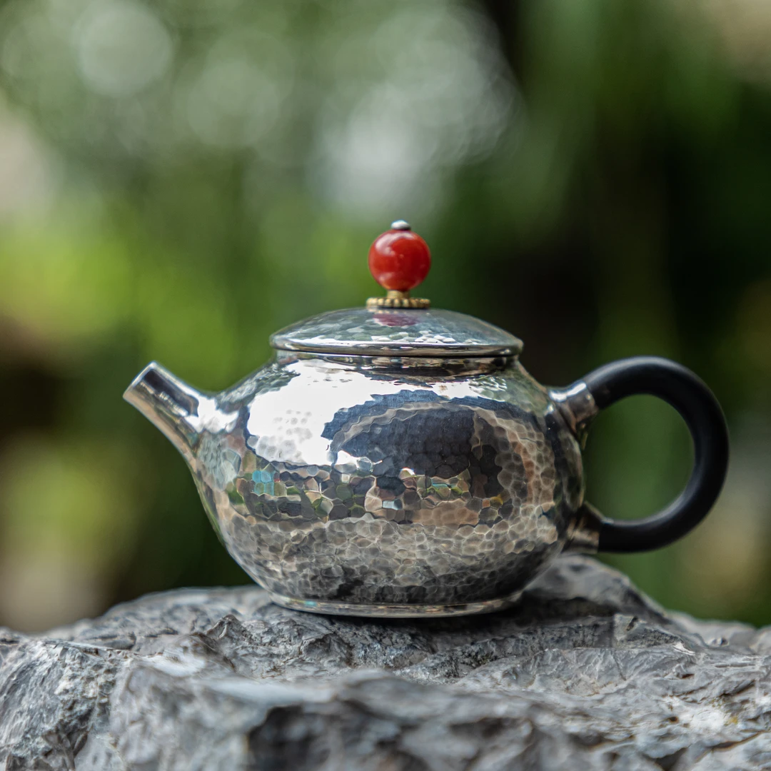 镜面抛光素面锤纹倒把西施泡茶壶红壶钮茶具家用纯手工泡茶壶复古