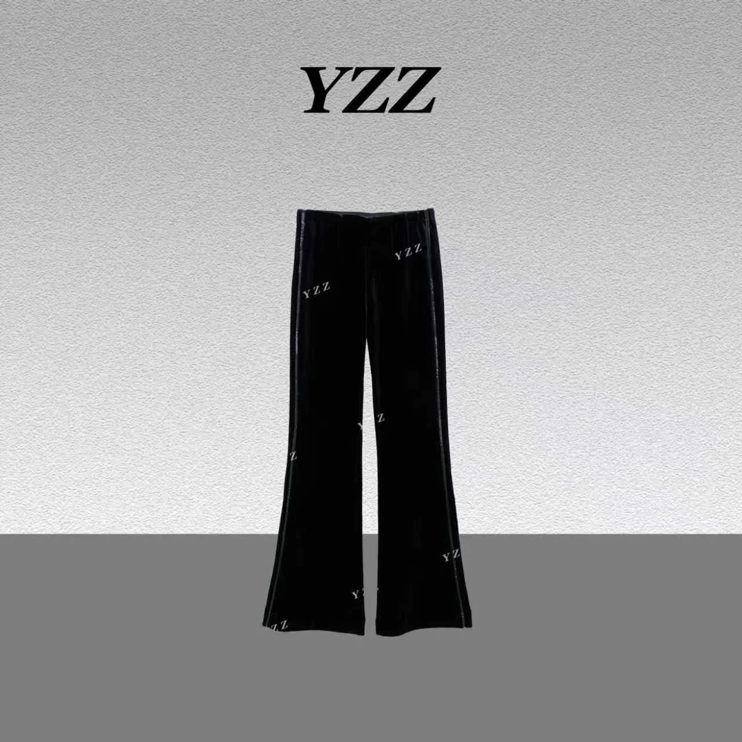YZZ “超模裤”进口高密度丝绒保暖加绒加厚高腰微喇叭裤 810487