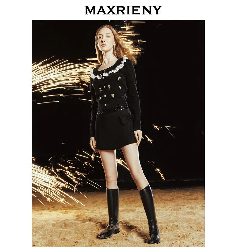 【陈大可专属】MAXRIENY复古学院风套头针织冬季新款修身上衣女