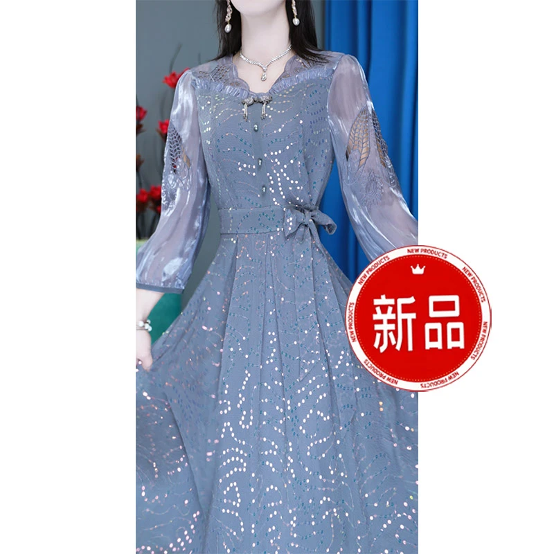 长袖气质时尚修身优雅显瘦轻奢连衣裙