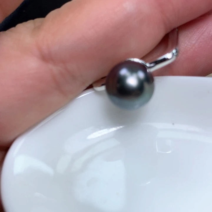 银S925镶嵌戒指海水珍珠