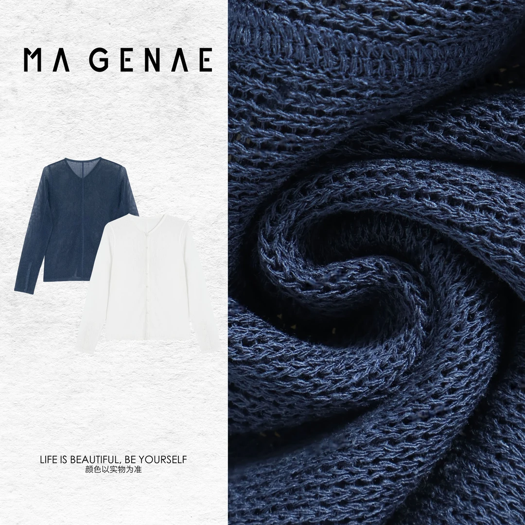 小小【金上青】亚麻上衣百搭镂空时尚衬衫针织衫LSS240858Y