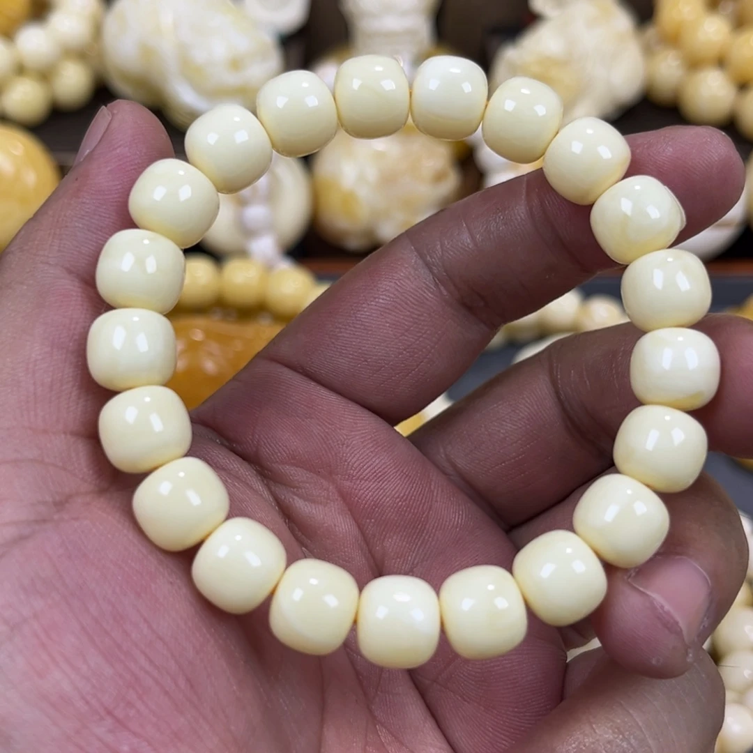 琥珀未镶嵌手串同料焦皮浓白老邢手串10mm