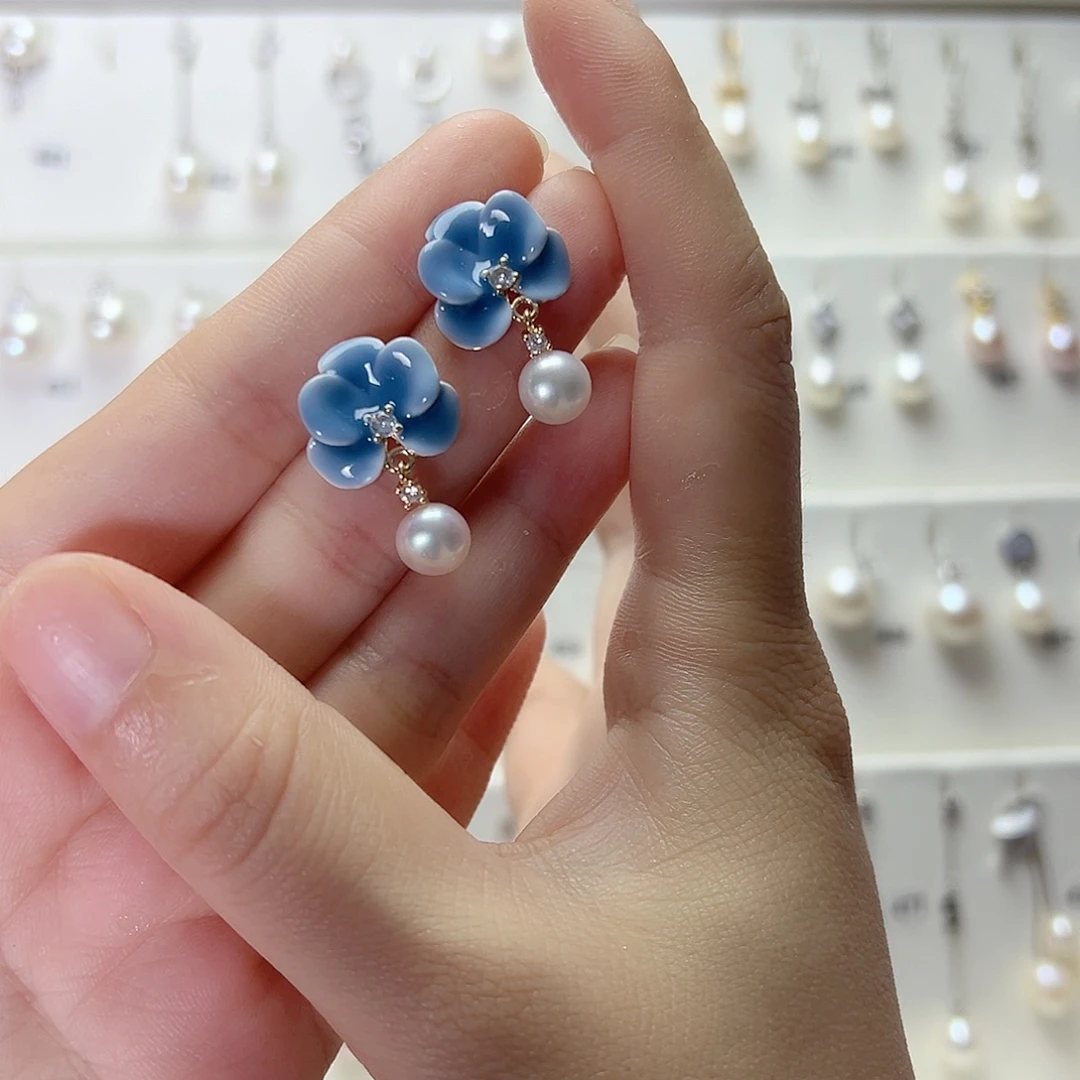 耳饰淡水珍珠银S925镶嵌