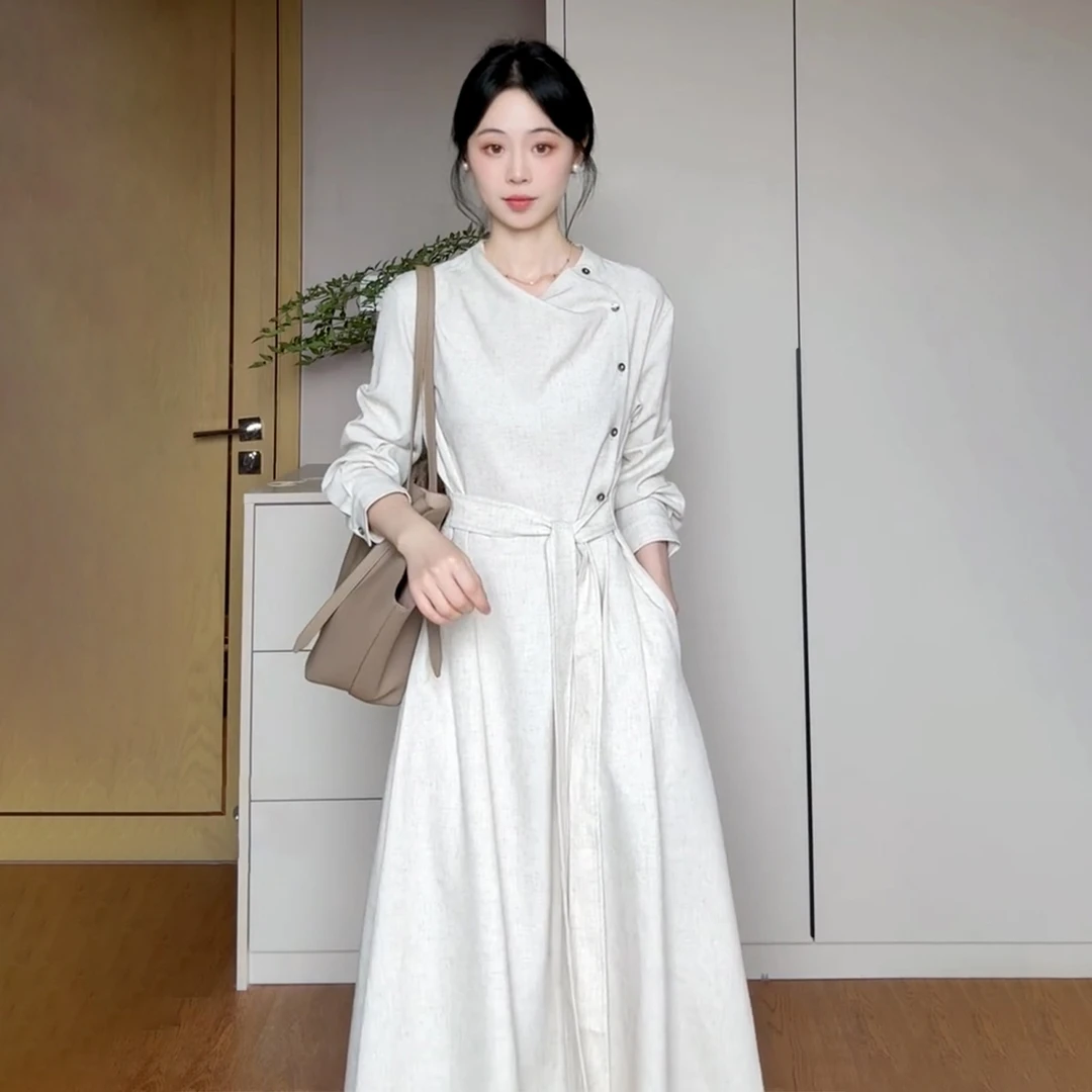 法式高级感长袖连衣裙子女2025新款季别致独特超好看气质长裙7847