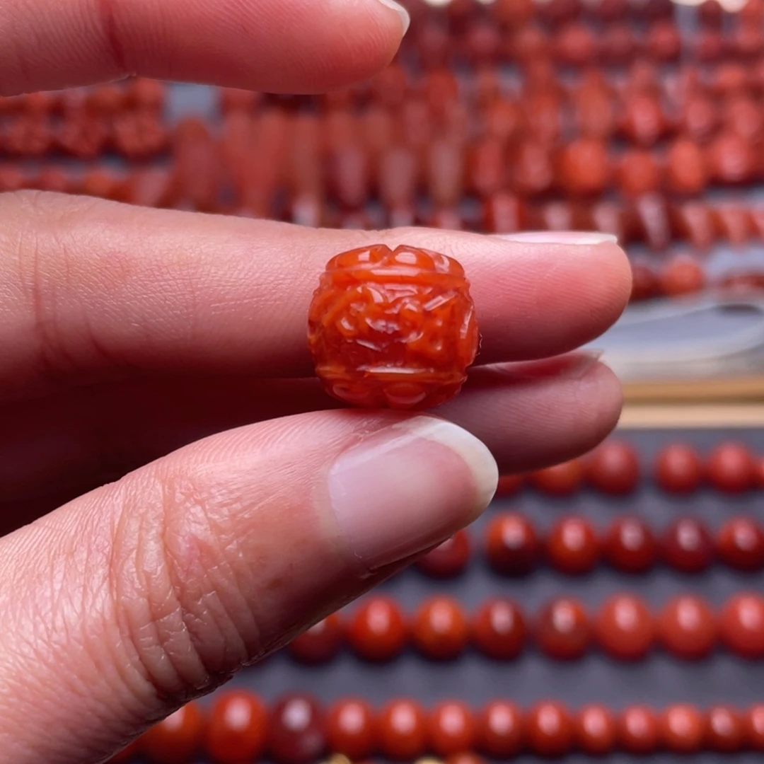 南红玛瑙未镶嵌其他W13➕瓦西柿子红六字真言老型珠