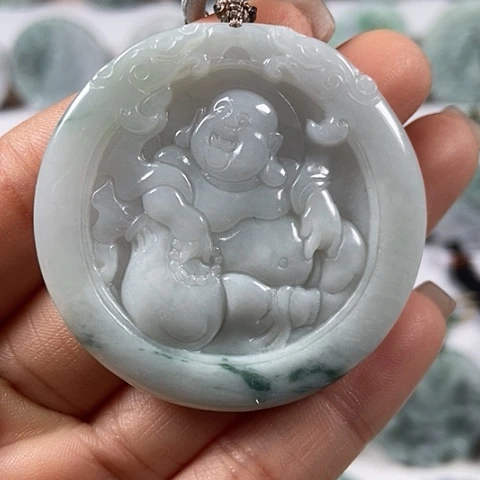 翡翠颈饰未镶嵌逍遥佛福利