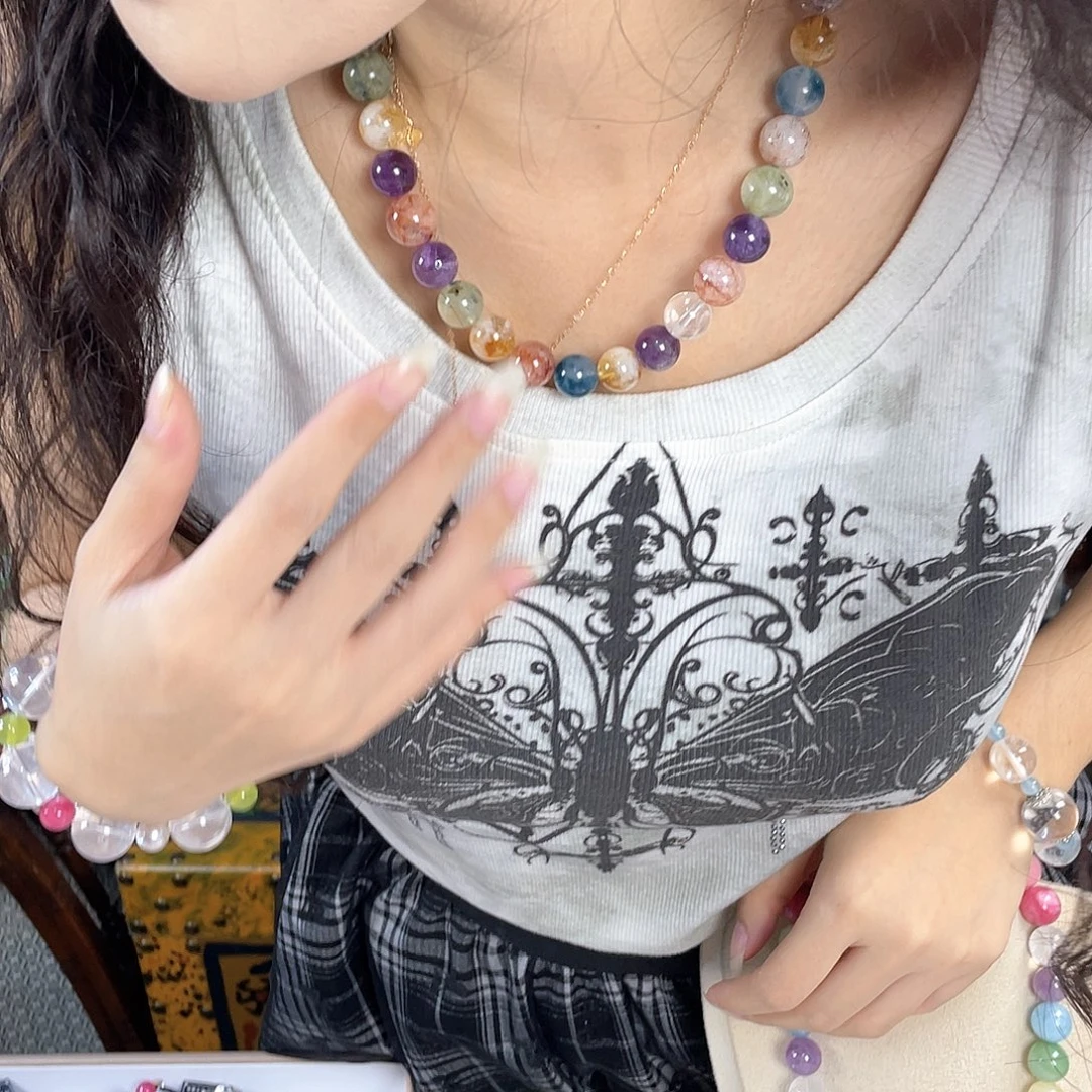 水晶手链银S925镀金镶嵌