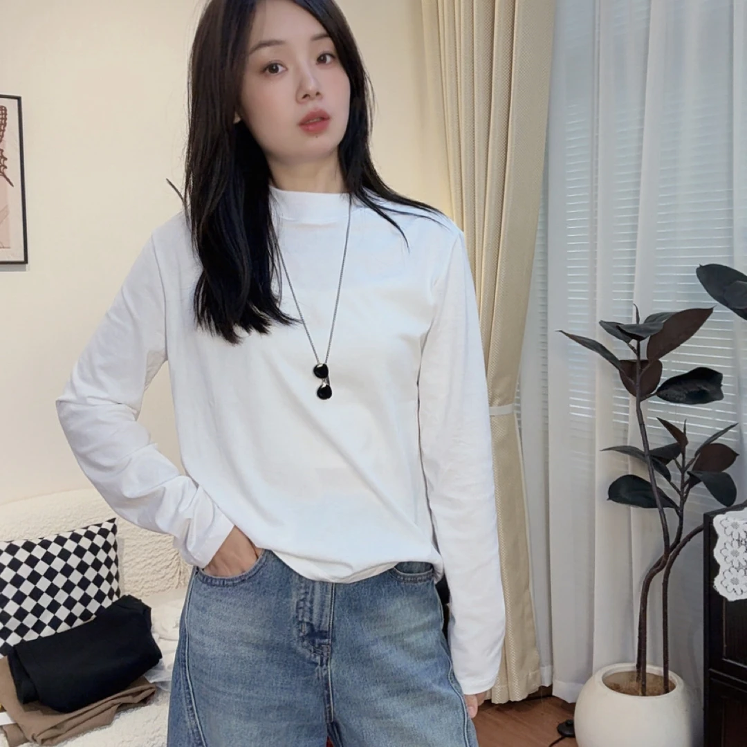 vivi·2025福利款【韩国定制圆领后背明线小白T恤】