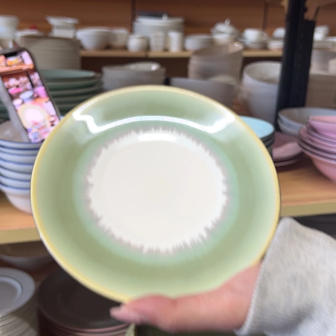 新骨瓷138瑕疵慎拍流韵绿6寸骨碟