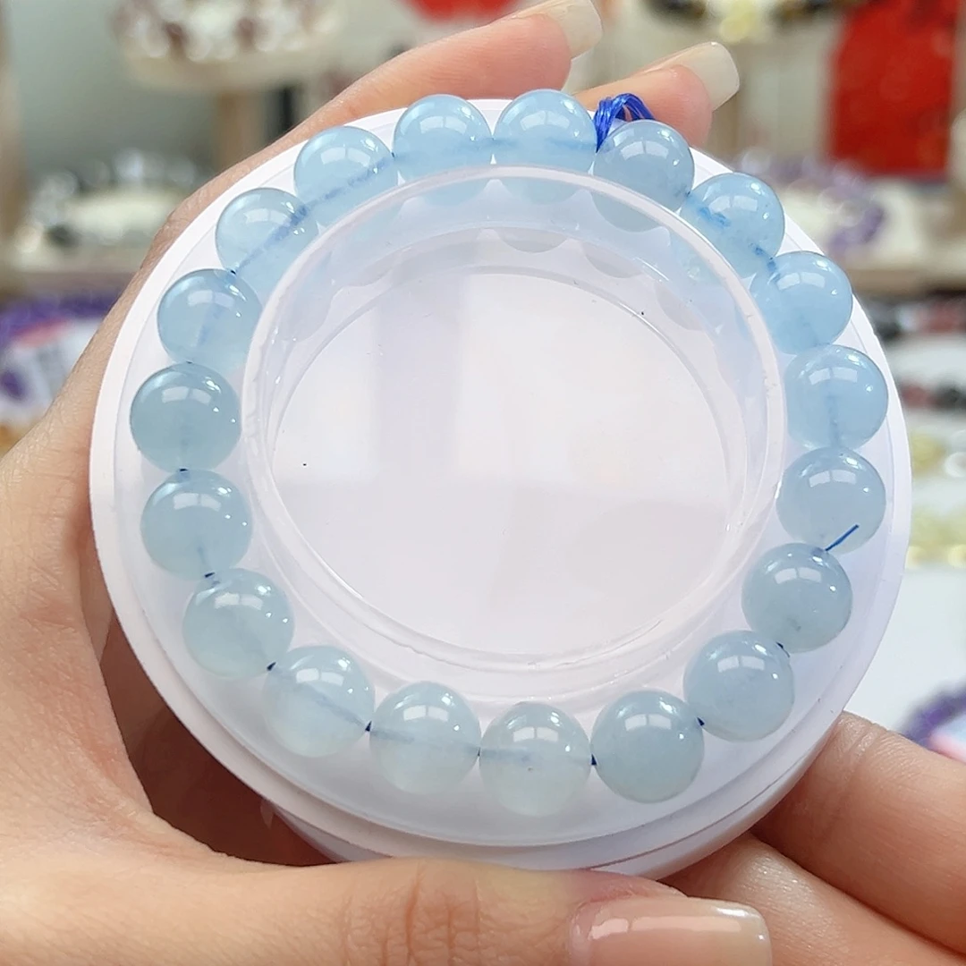 水晶手串未镶嵌海蓝宝10m m
