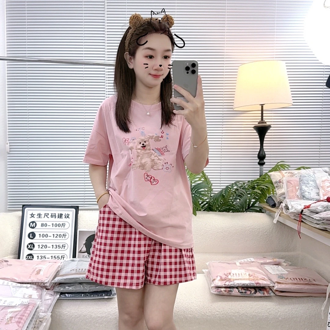 夏季冰爽棉短袖短裤柔软睡衣家居服高品质