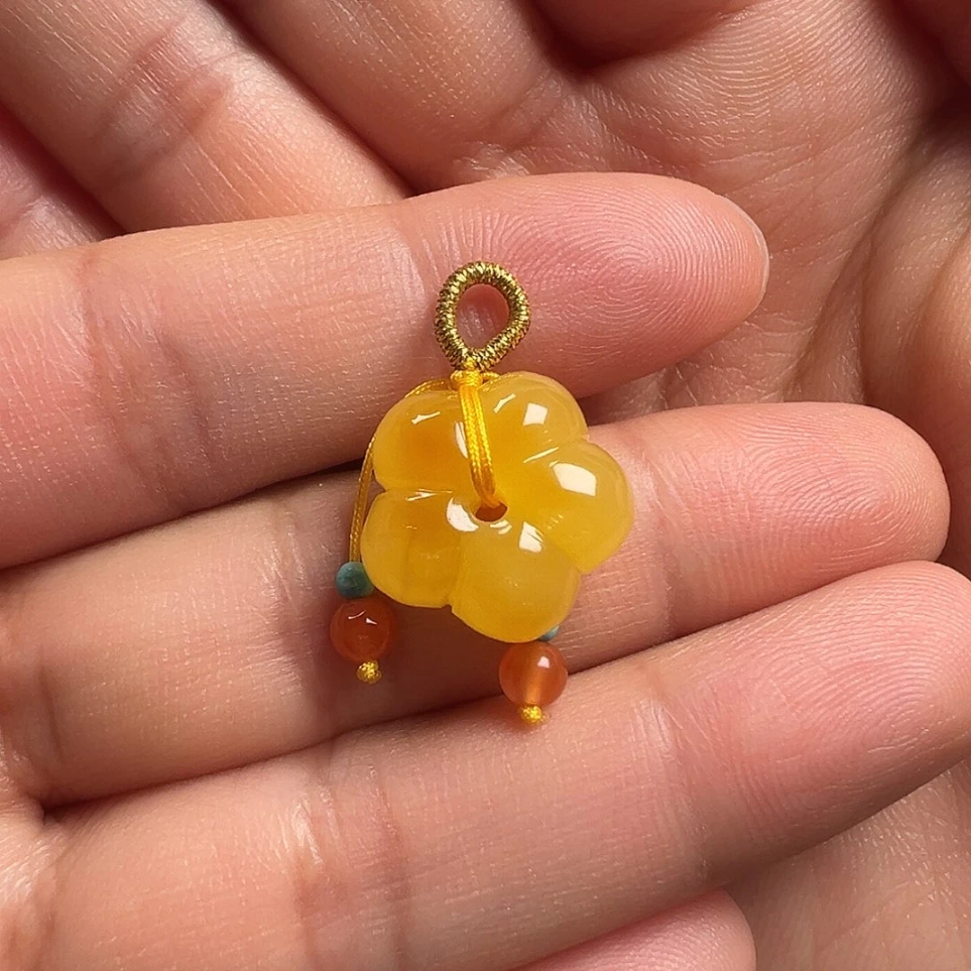 蜜蜡颈饰未镶嵌五瓣花提溜