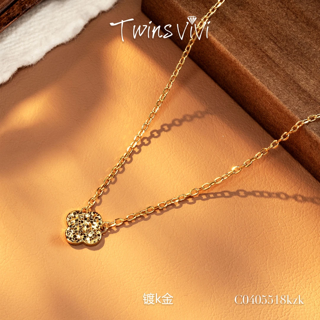 铜合金项链 Twins VIVI 项链 碎冰冰花花细链吊坠/C04055