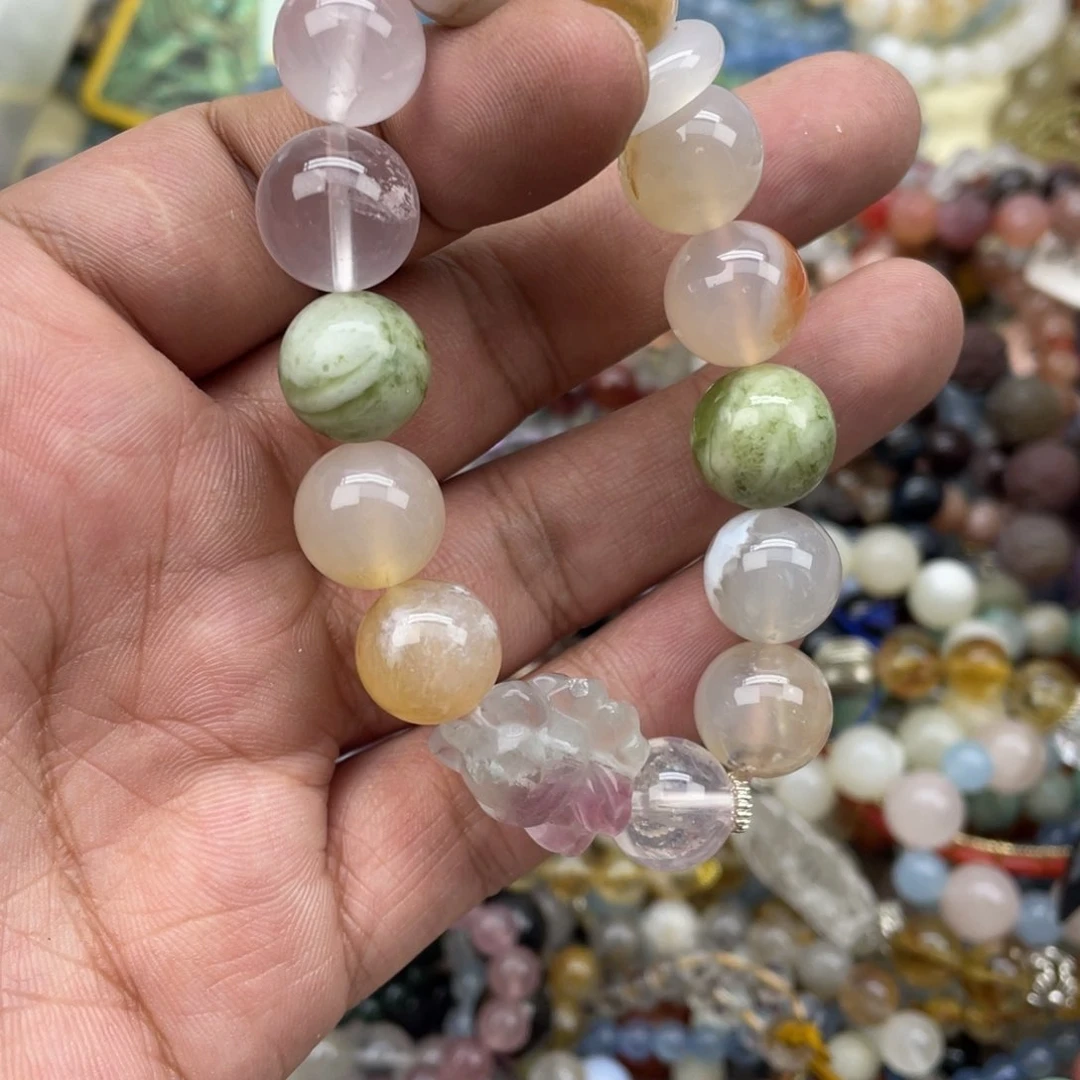 银S925镶嵌手链烟晶