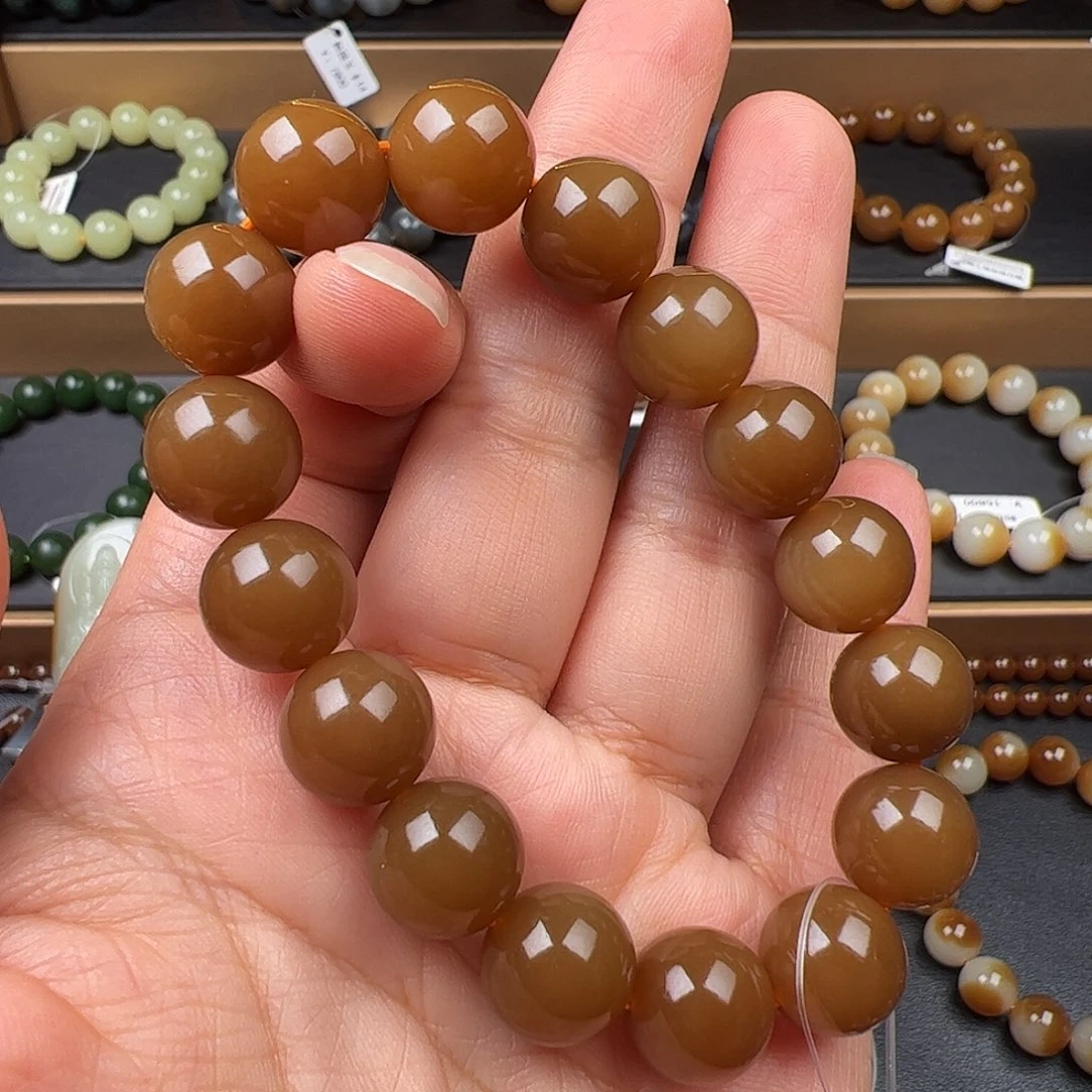 和田玉未镶嵌手链新疆且末红糖卡12