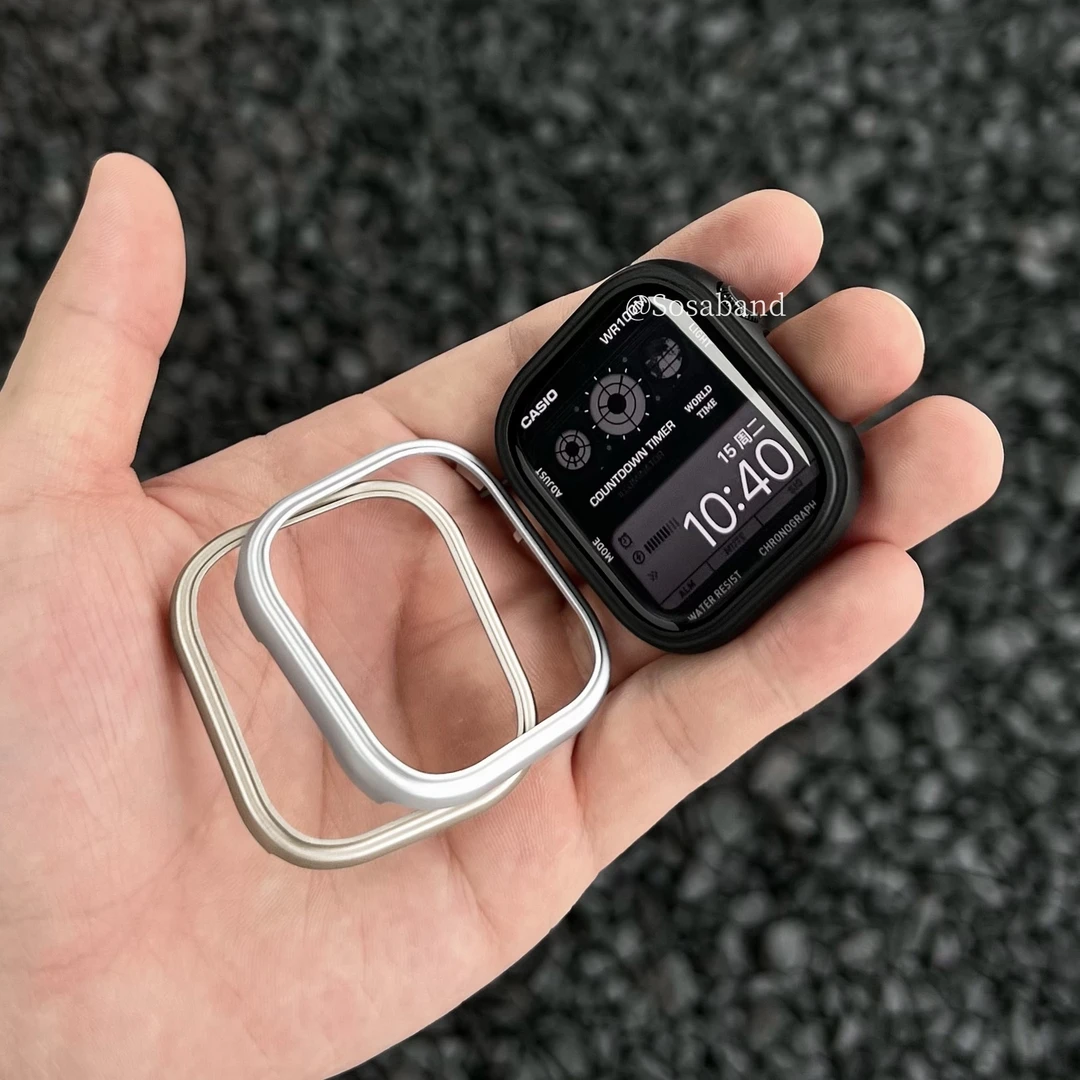 SosaBand质感金属适用苹果手表半包保护壳S10AppleWatch789iwatch