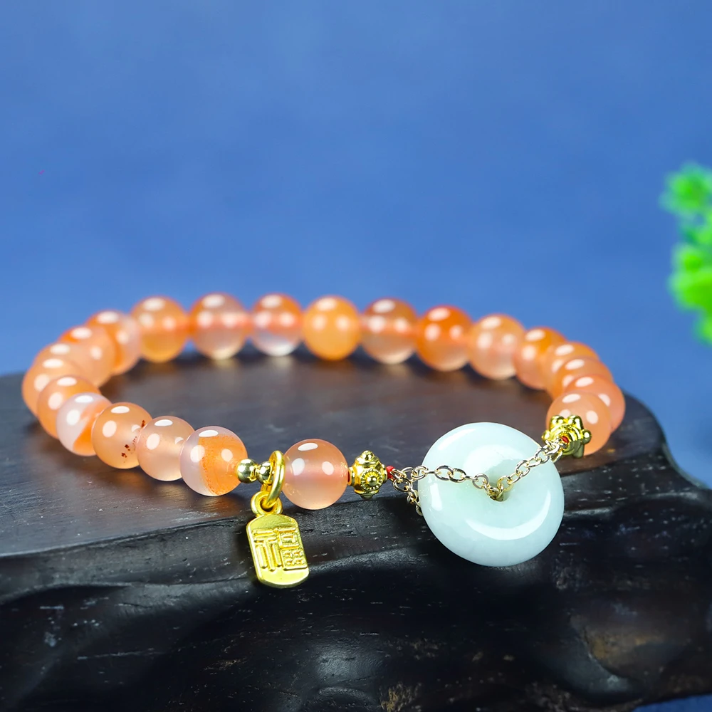 【锦觅】A10南红飘花平安扣古风女款新年手串单圈多样性发货