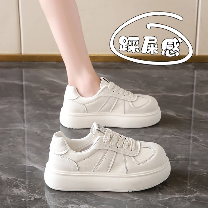 PinkAvril女鞋小白鞋2025新款春季松糕厚底鞋大头板鞋运动休闲鞋