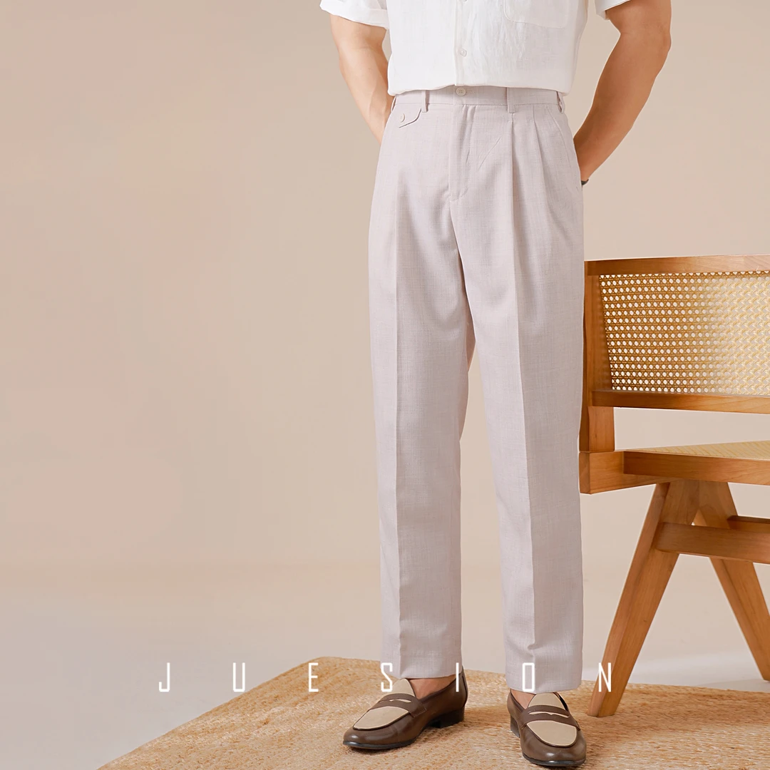 【百搭基础款】JUESION 凉感免烫西裤男直筒修身休闲商务西装长裤
