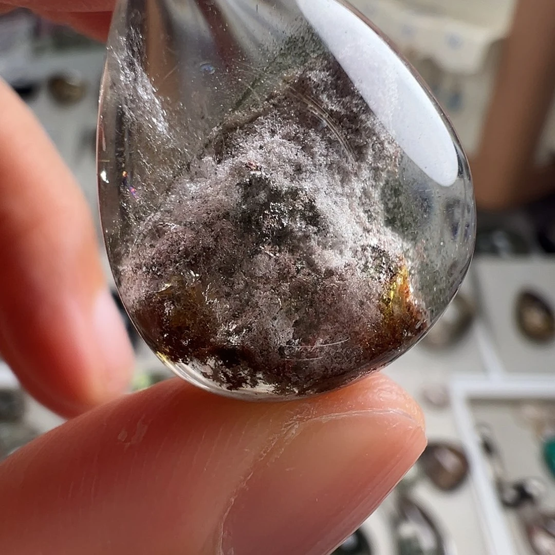 水晶银S925镶嵌颈饰天然幽灵水晶