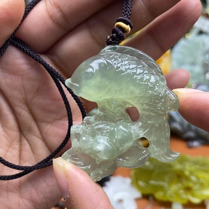 未镶嵌岫玉吊坠毛衣链锁骨链