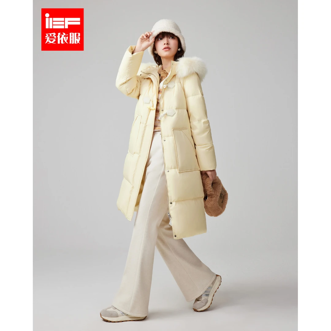 IEF/爱依服2025新款冬季设计新中式盘扣中长款高级感品牌羽绒服女