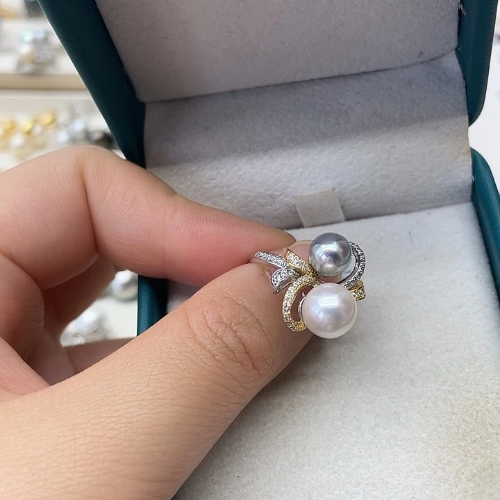 海水珍珠戒指银S925镶嵌