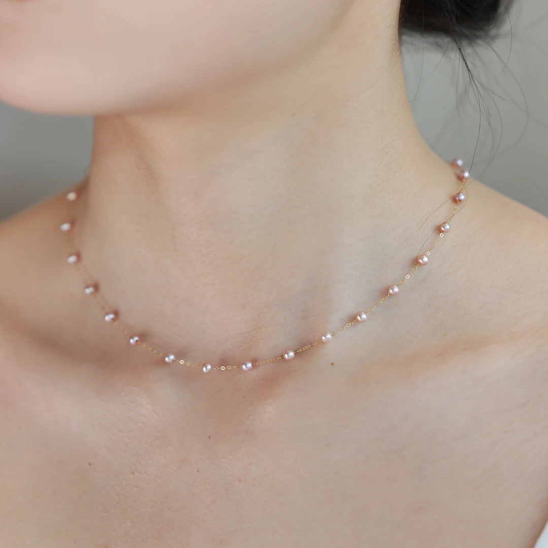 【涵涵】青鸾 淡水紫珍珠满天星项链Y链3-6mm/18K金83069511122